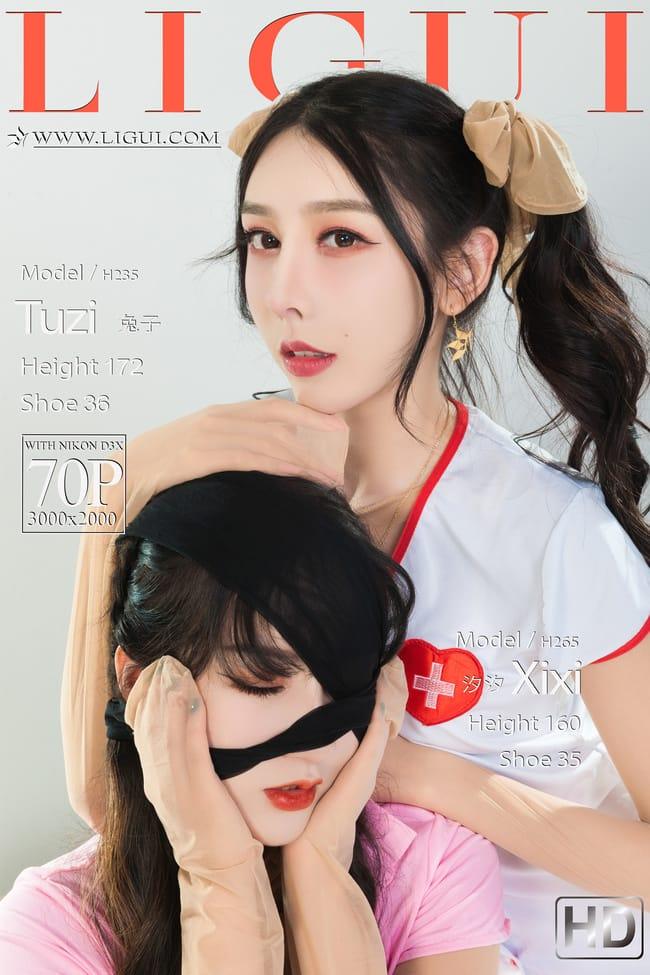 [Ligui丽柜]2022.03.28《双生花-丝欲双生》兔子&汐汐 [70+1P/75MB]